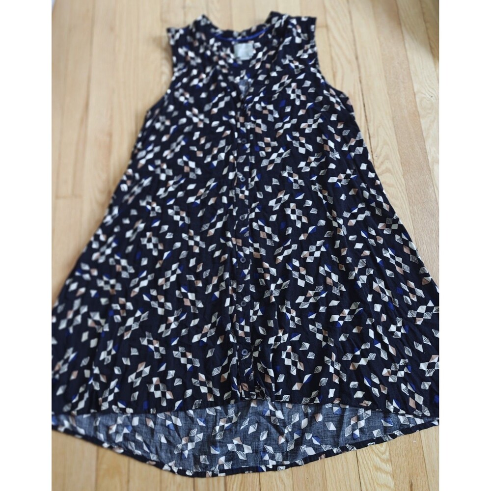 Anthropologie Tiered Maxi Dress Women's Large Black Abstract Print Boho Cottagec